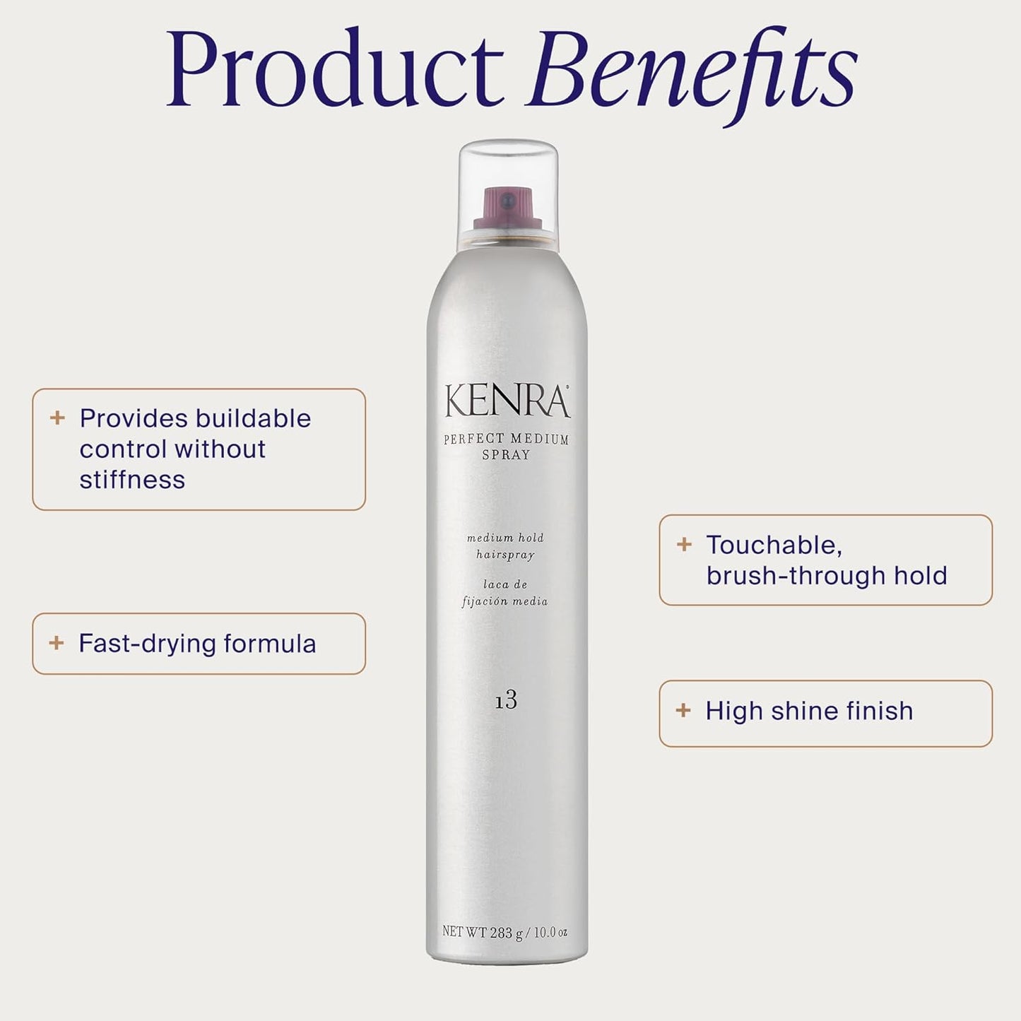 Kenra Professional Perfect Medium Spray 13 - Medium Hold Hair Spray for All Hair Types | Fast-Drying & High Shine Finish