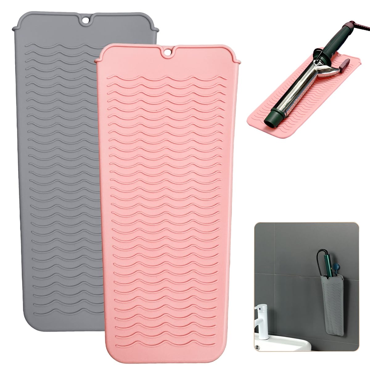 Heat Resistant Silicone Mat - Travel Pouch for Curling & Flat Irons | 11 x 5 in, Black