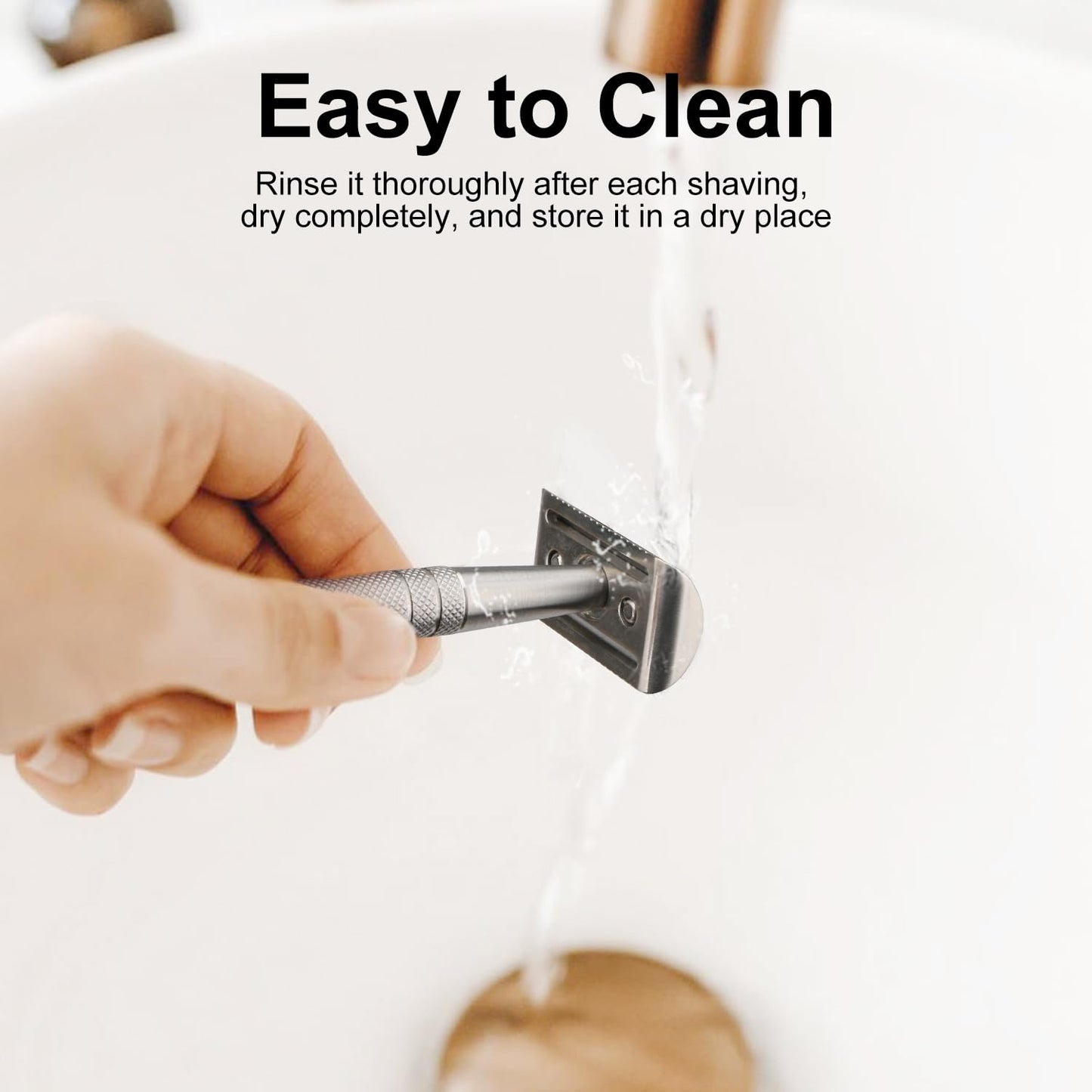 Double Edge Safety Razors for Men, Single Blade Razor, Stainless Steel Reusable Metal Razor, with 10 Platinum Coating Double Edge Blades, Smooth Close Gentle Shave, Plastic Free, Zero Waste, Silver