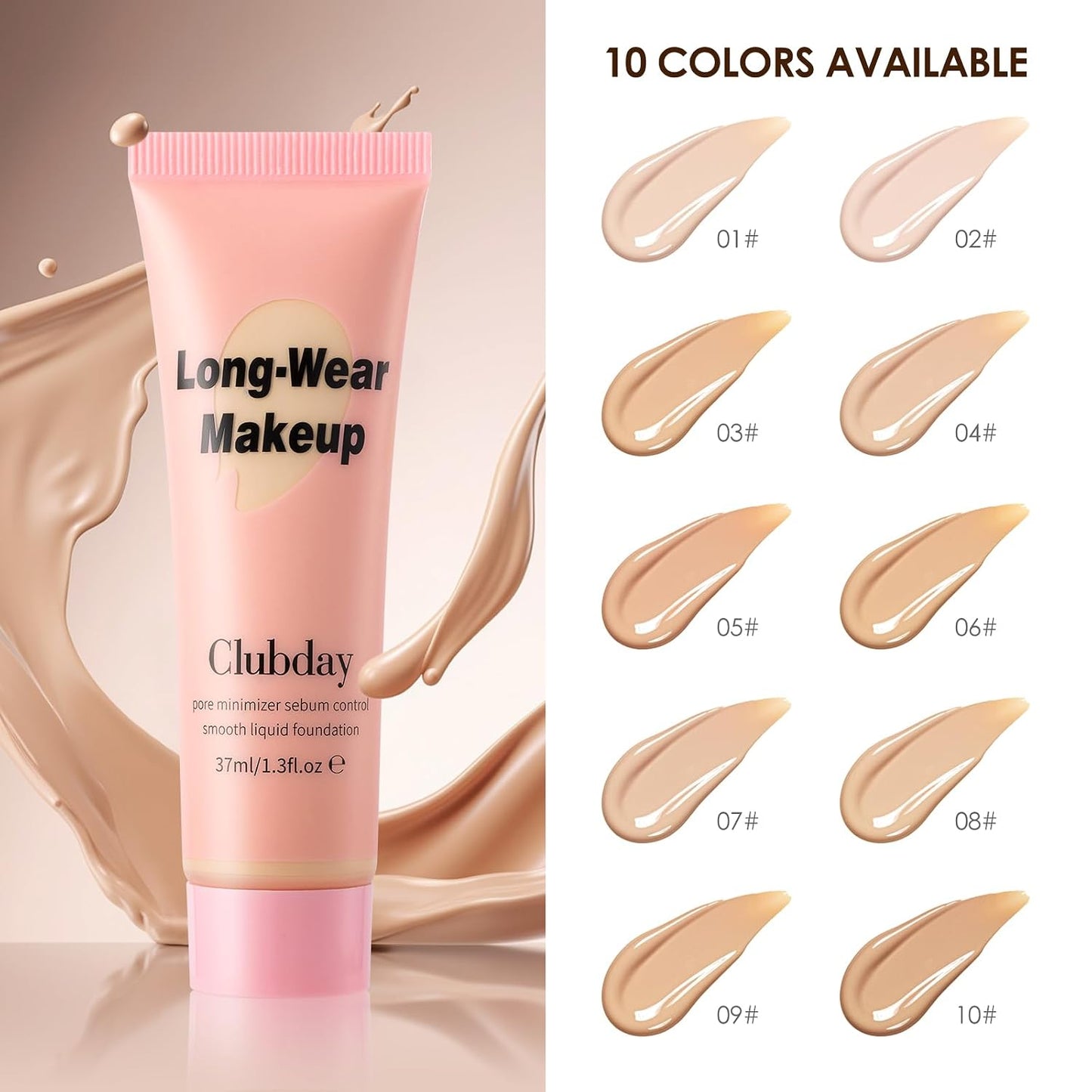Long-Wear Liquid Foundation - Pore Minimizer & Sebum Control, Oil-Free Matte Finish | 37ml/1.3 Fl Oz