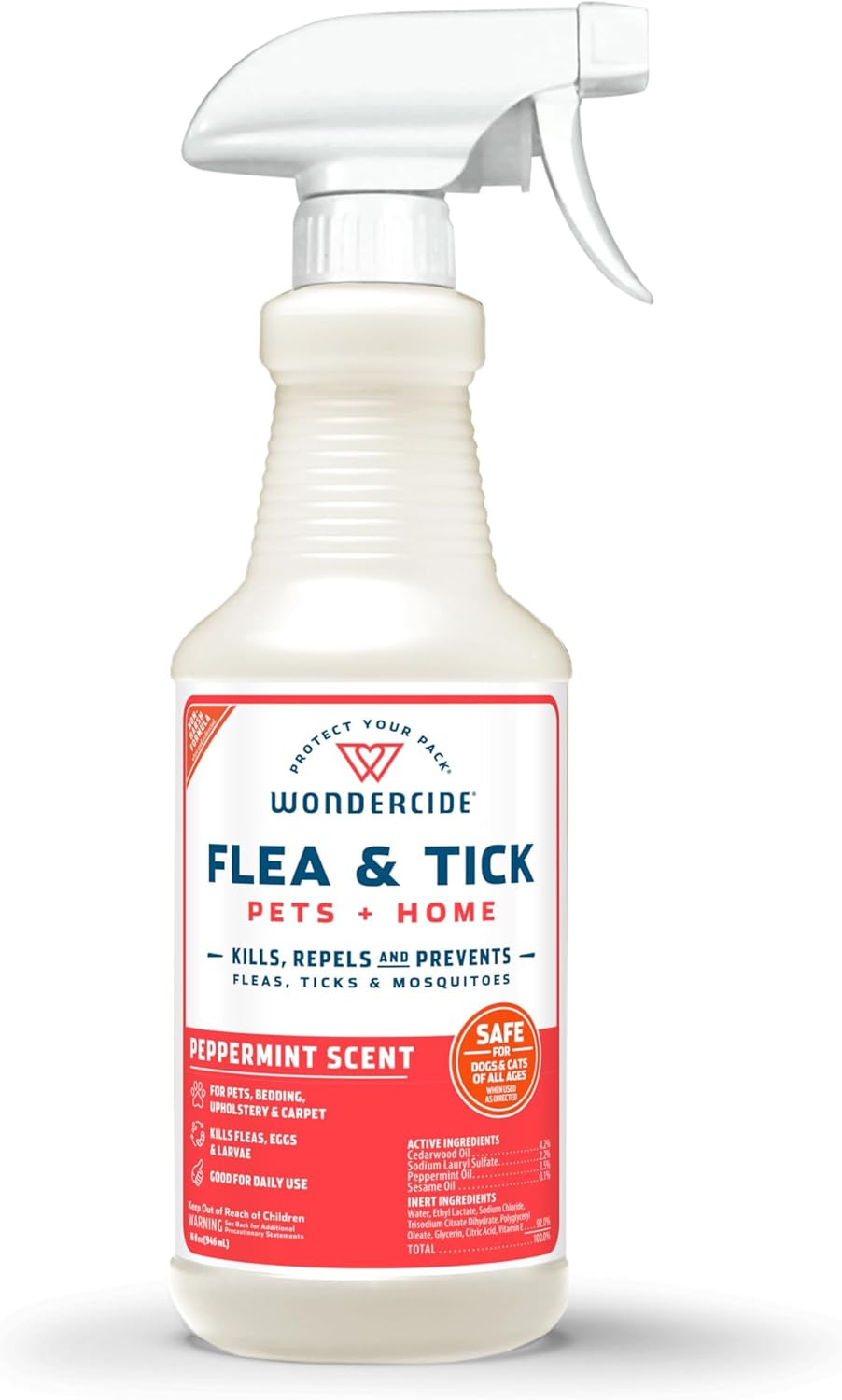 Wondercide Flea, Tick & Mosquito Spray - Natural Essential Oil Formula for Pets & Home | Lemongrass, 16 oz