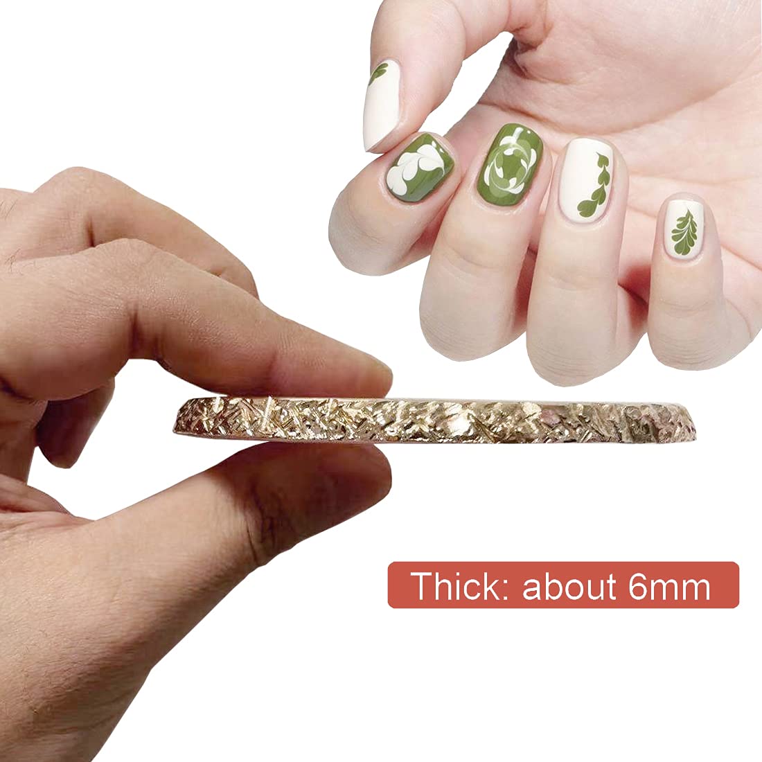 Resin Nail Art Palette - Mixed Color Gilded Edge Display Board for Gel Nail Painting | White