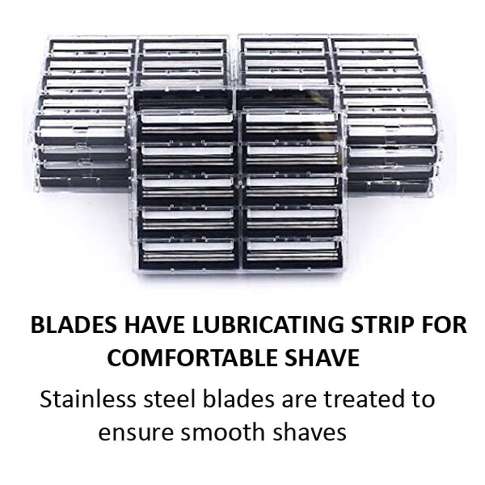 Taconic Shave Twin Blade Razor Cartridges - Lubricating Strip, Compatible with Gillette Trac 2 & Atra | Made in USA