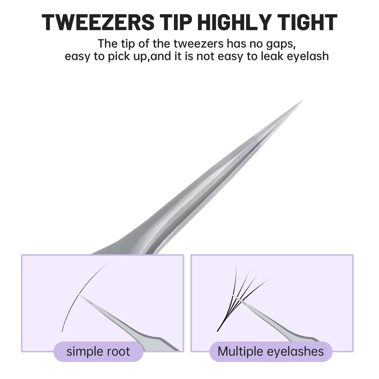 Natuhana High Precision Lash Tweezers for Individual and Volume Eyelash Extensions Premium Stainless Steel Curved Fiber Tip Professional Isolation Tweezer