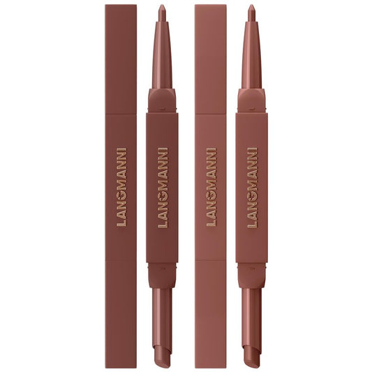 LANGMANNI 2-in-1 Lipstick & Lip Liner Set,2 Colors Set|Angled Lipstick+Matching Lipliner Pencil|Velvet Matte Finish,Long-Lasting & Smudge-Resistant|All-in-One Lip Makeup Kit for Women(#9+10)