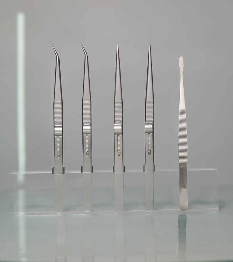 Grteark 5Pcs Precision Tweezers Set, Flat/Pointed/Curved Angled Locking Long Tweezers for Crafts, Medical Surgical, Lab, Soldering, Jewelry Crafting, Watch & Electronics/Car Repair,Splinter Removal