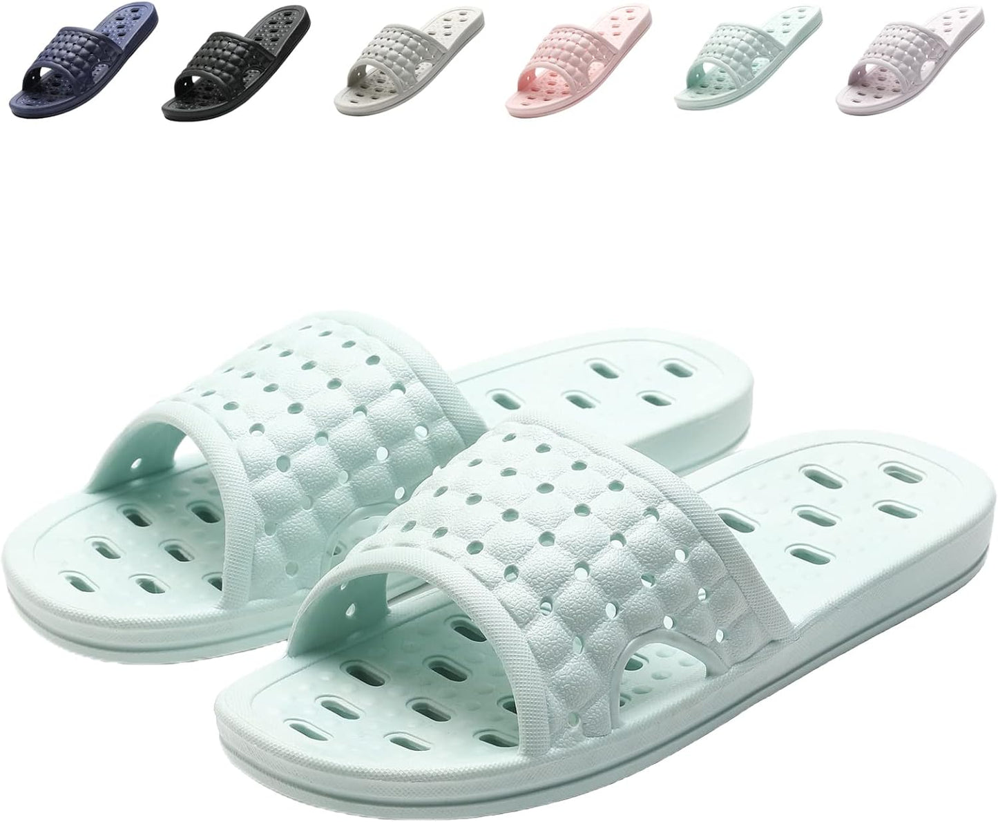 Quick Dry Shower Shoes for Men & Women - Non-Slip Dorm Slippers | Comfortable Slides