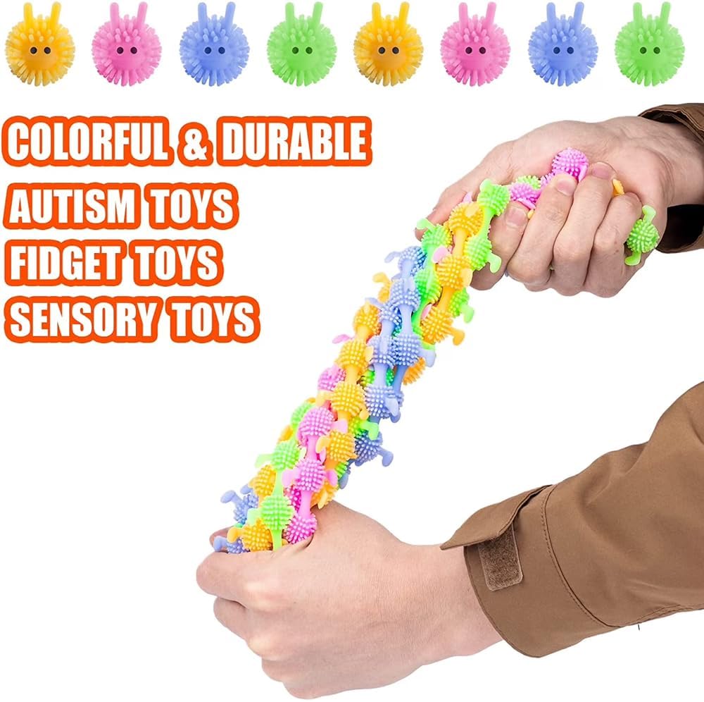 Colorful Caterpillar Fidget Strings - 5 Pack Stretchy Stress Relief Toys for Adults | Party Favors