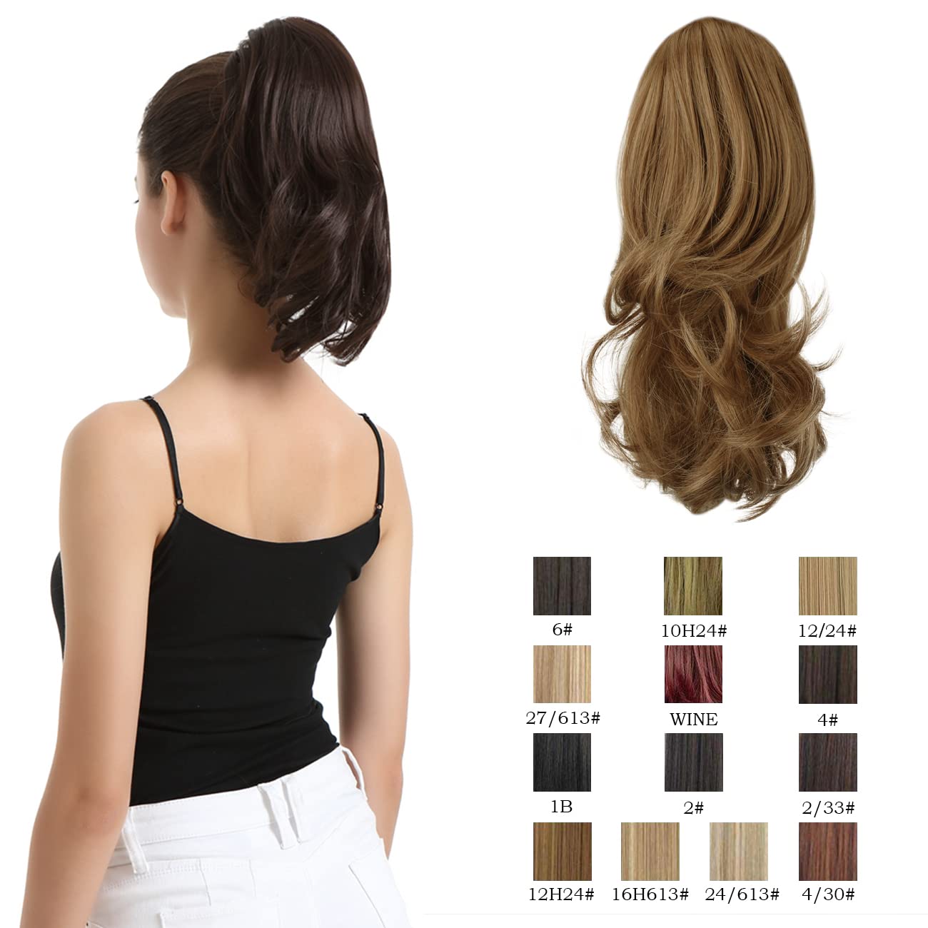 Claw Clip Ponytail Extensions - 14 Inch Short Wavy Gray Hairpiece for Women | Thick Synthetic Ponytail