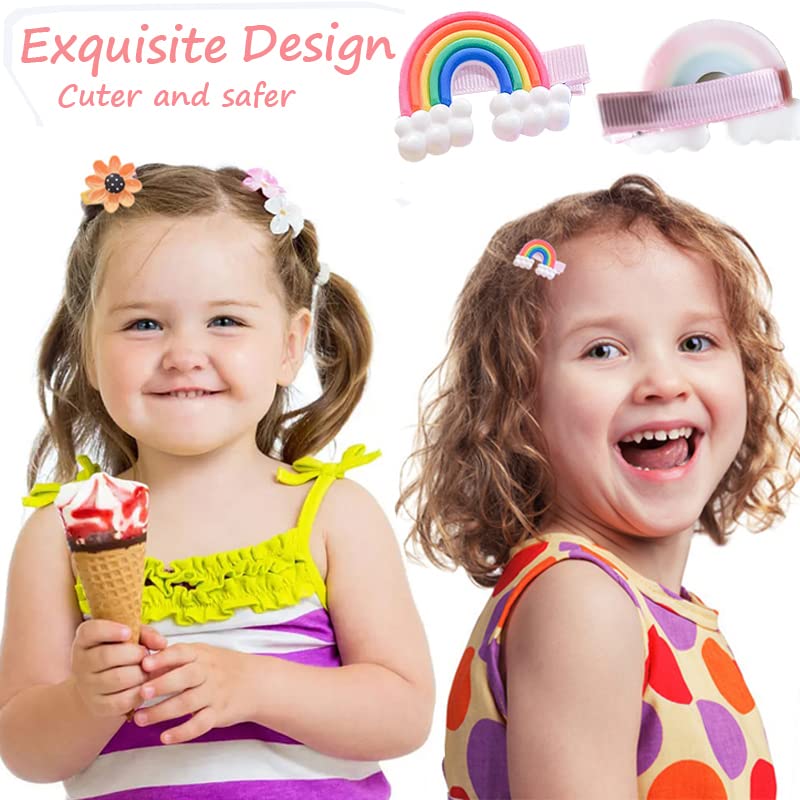 Ivylovme 28 PCS Cute Hair Clips Set for Girls - Animal, Flower & Rainbow Designs