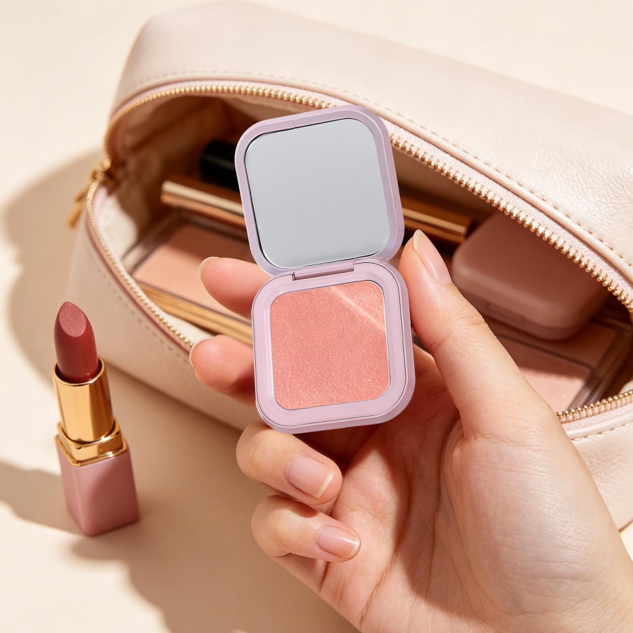 Magnetic Eyeshadow Palette - 2pcs Refillable Makeup Containers with Mirror | Rose Gold DIY Blush & Eye Shadow