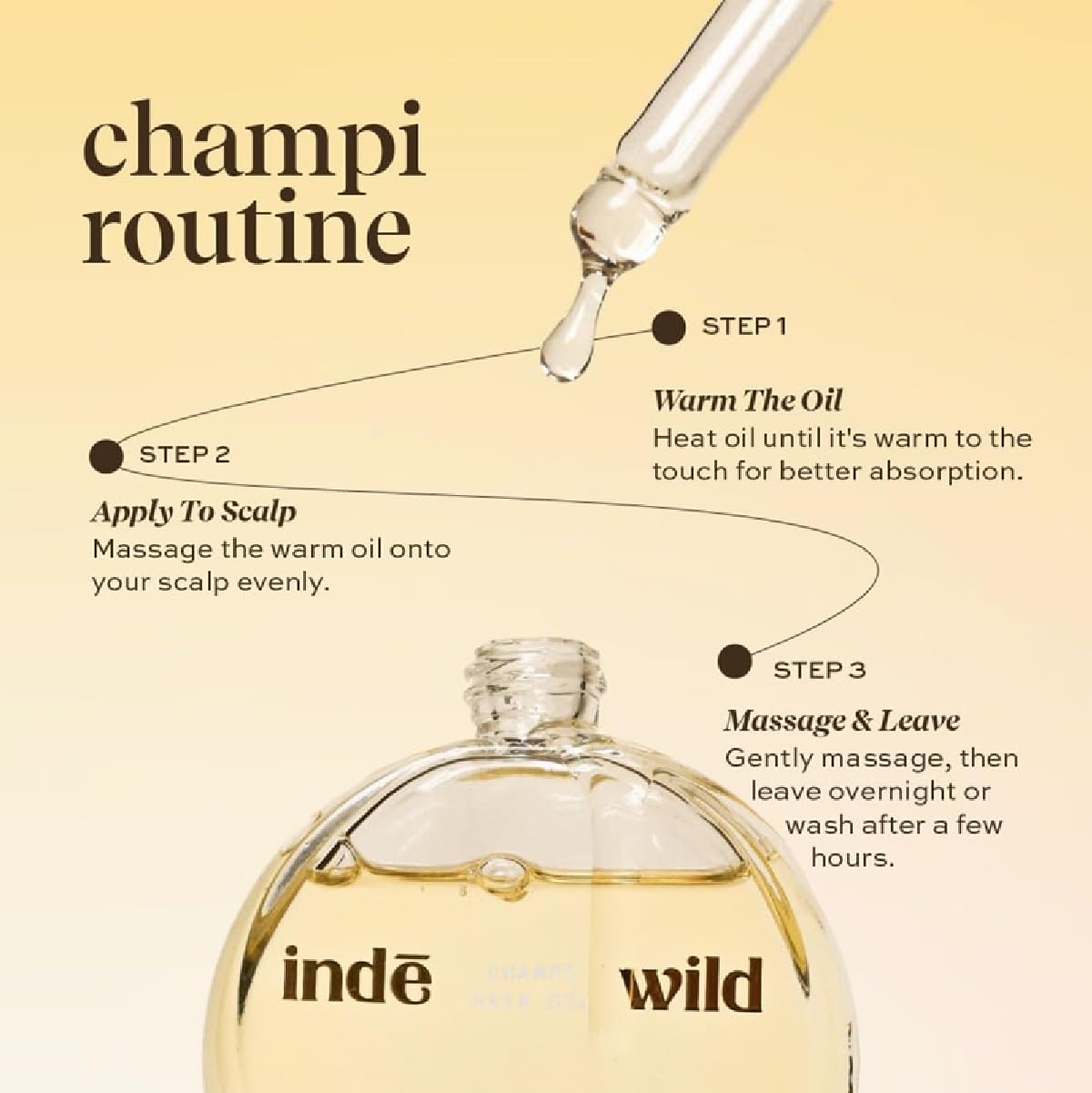 Indē wild Champi Hair Oil, Miracle Oiling Treatment, 16+ Ayurvedic Actives, Targets Dandruff, Strengthens Roots, 1.7 fl oz