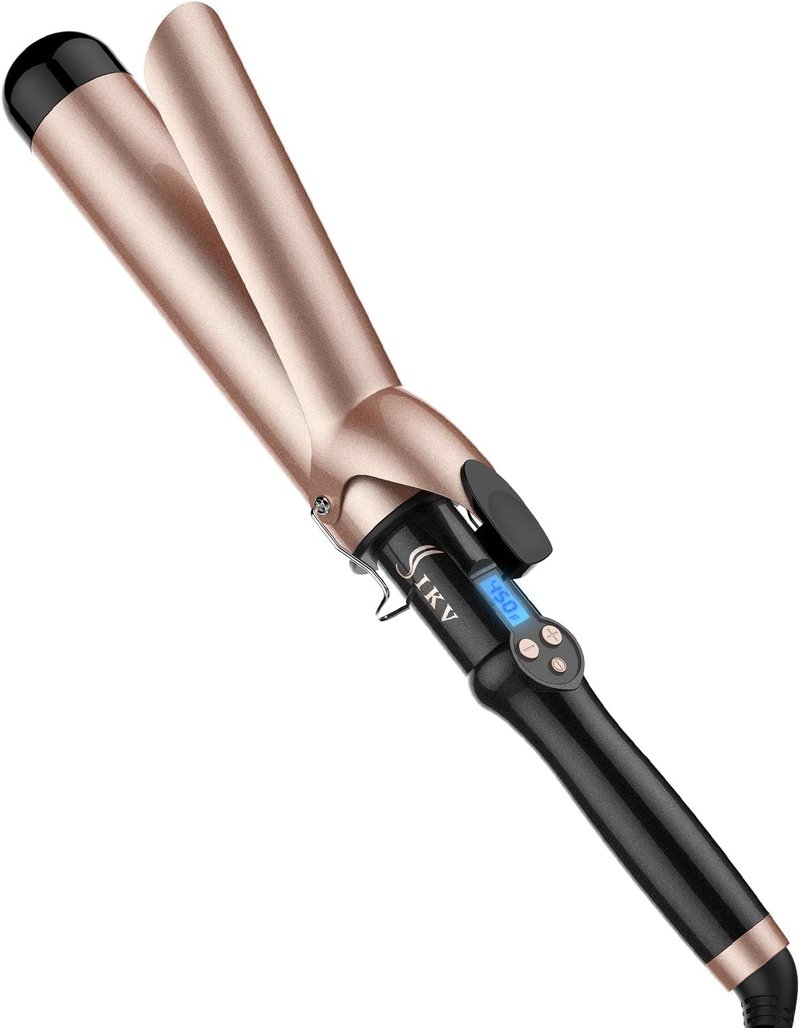 Extra Large Barrel Curling Iron - Ceramic Tourmaline Wand for Long Hair | Dual Voltage, 11 Heat Settings