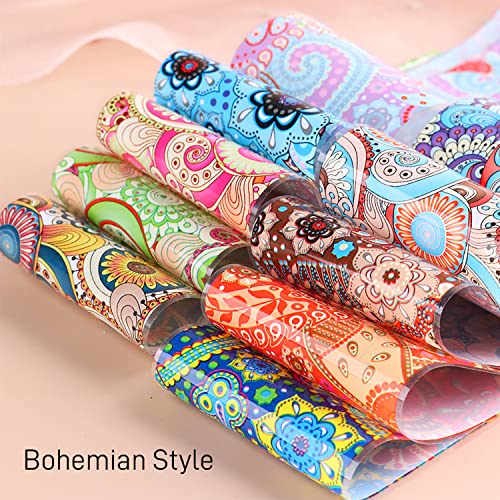 Colorful Bohemian Nail Foil Transfer Stickers - 10 Sheets