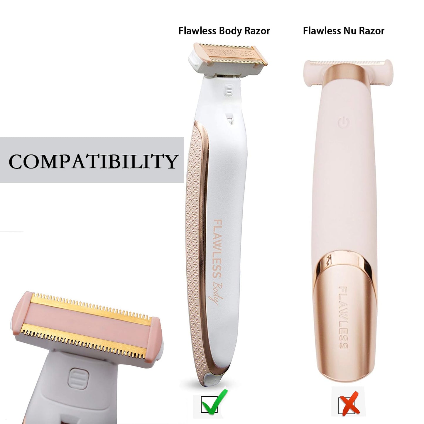 2PCS LinMei Razor Replacement Heads Compatible for Finishing Touch Flawless Body Rechargeable Ladies Shaver and Trimmer with 2 Cleaning Brush
