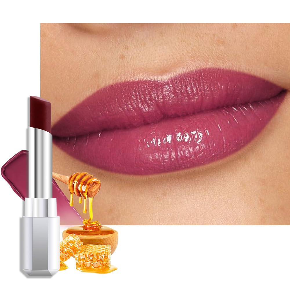 Mauve Plum Cherry Honey Lipstick - 2Pcs Moisturizing Tinted Lip Balm for Older Women | Hydrating Wine Burgundy Shine