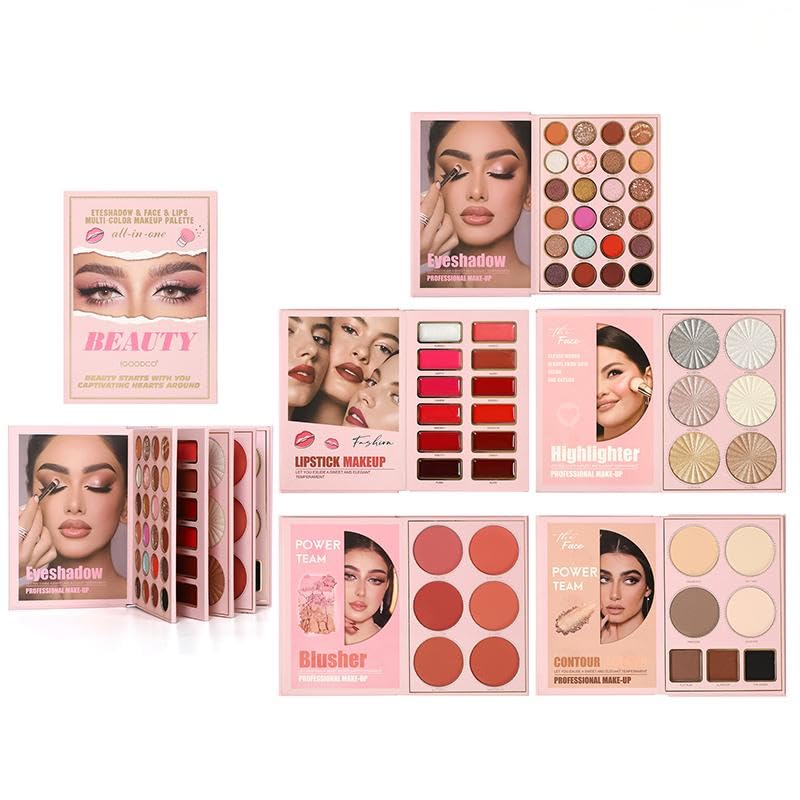 55-Color All-in-One Makeup Palette for Eyes, Face, and Lips
