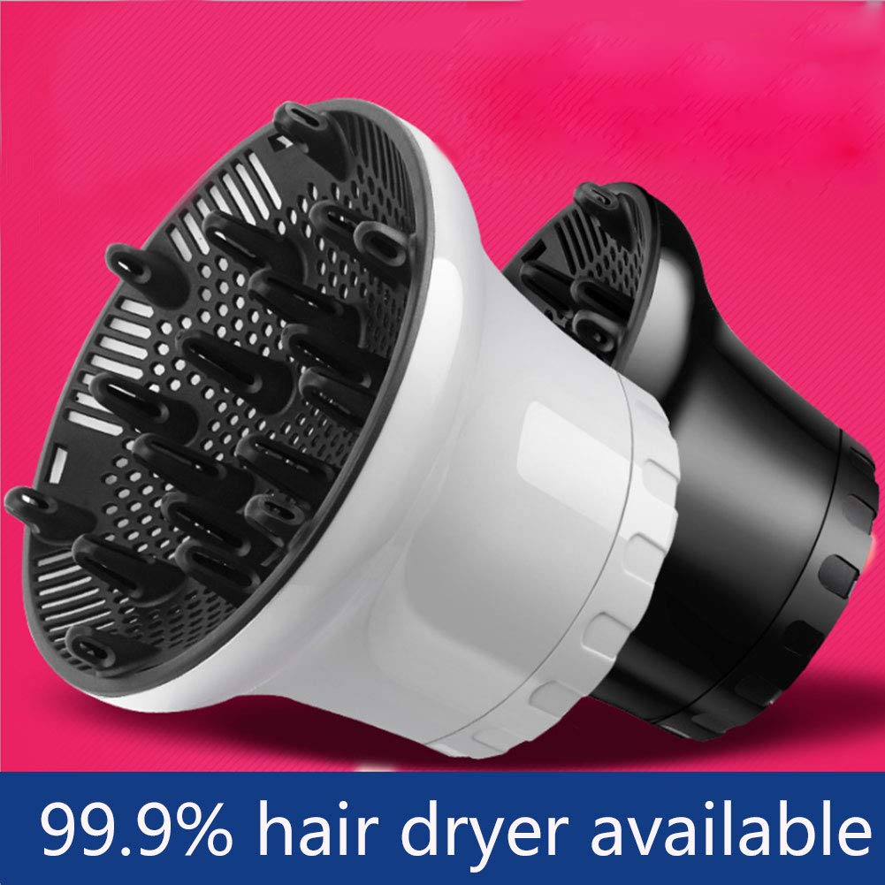 Universal Hair Dryer Diffuser - Curly & Wavy Hair Attachment for Quick Drying | Adjustable 1.4" to 2.6" (Black)