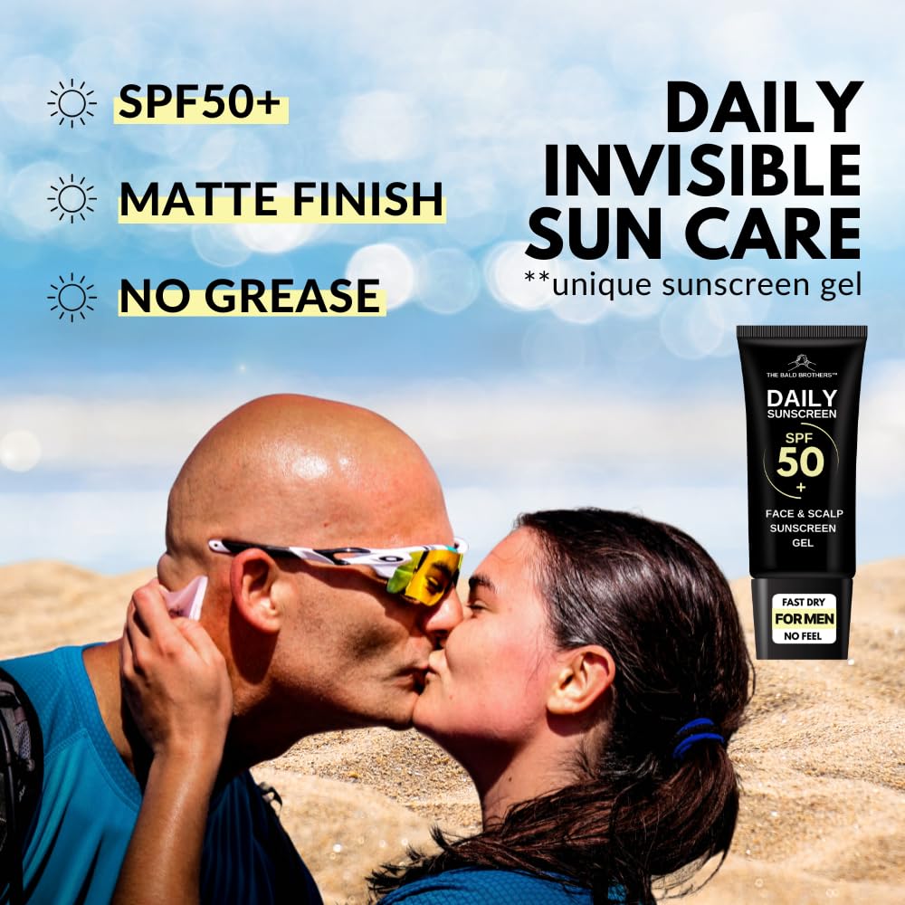 Daily Scalp Sunscreen Fragrance Free - SPF 50+ | Bald Head Care for Men | Everyday Face & Scalp Care | Matte, No Grease, Vegan | The Bald Brothers - 1.7fl.oz