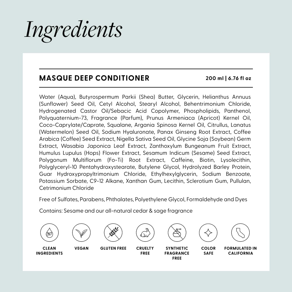 Arey Masque Deep Conditioner & Hair Mask | Deep Hydration for Medium to Coarse Hair | Reduces Breakage, Tames Frizz, Restores Softness & Shine | Shea butter, Silicone-Free, Vegan (6.76 Fl Oz)