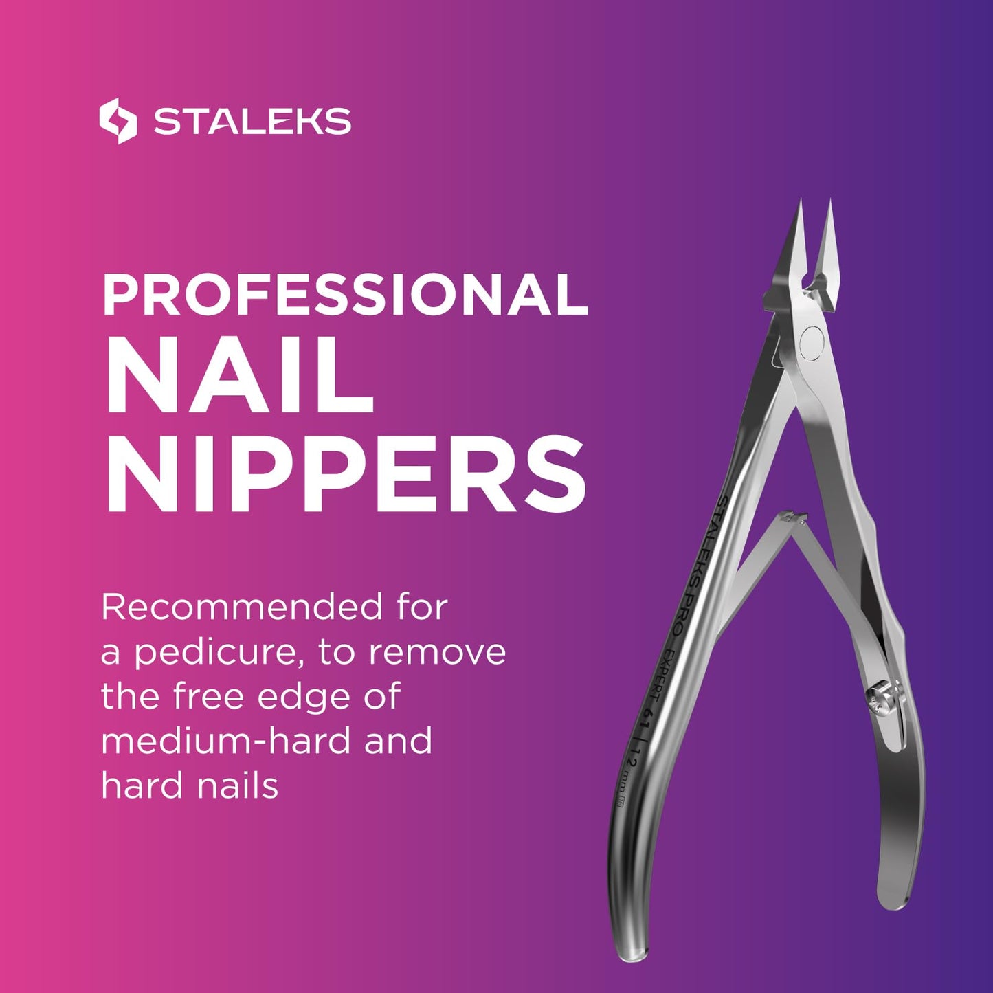 Staleks Pro Expert 61 Ingrown Toenail Nippers – 12mm Blades – Narrow Tips with Safe Ends – Stainless Steel – Professional Pedicure Tool