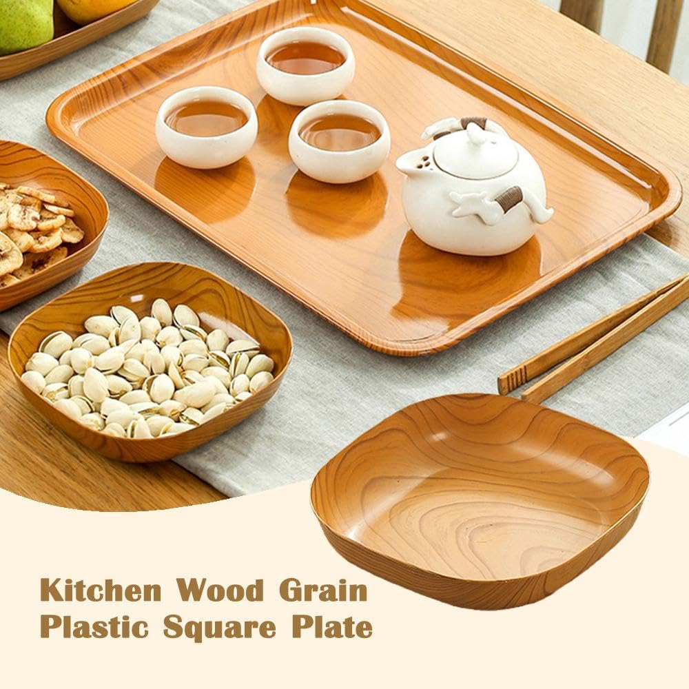 8Pcs Imitation Wood Grain Sauce Dishes Multifunctional Food Plates for Sauces Snacks and Dipping Material for Home Kitchen Parties Bbqs and Picnics