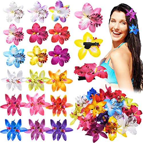Hawaiian Hibiscus Hair Clips 18-Piece Set – Tropical Flower Barettes for Women