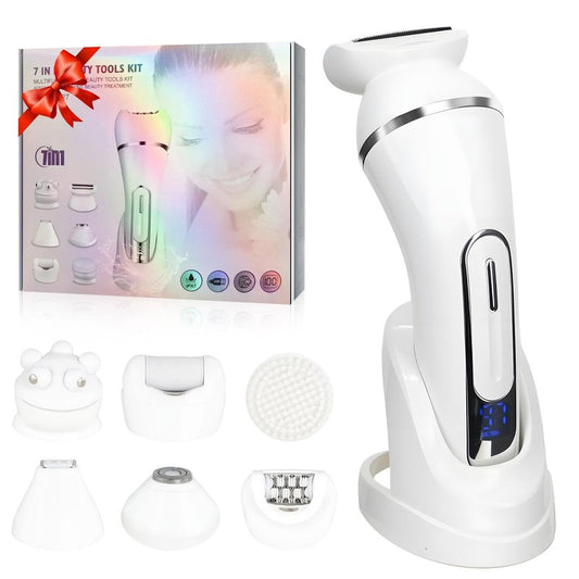 3.0 Women Face Epilator, 7-in-1 Rechargeable Facial Hair Remover with LED Battery Display, Facial Shaver for Face, Eyebrow, Nose Trimmer (White)