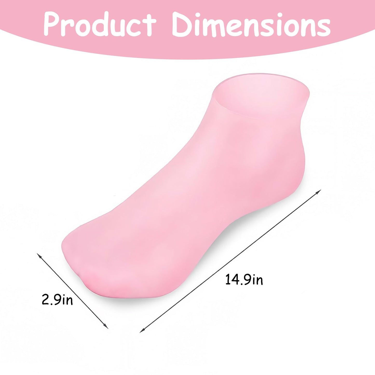2 Pairs Pink Silicone Socks for Dry Cracked Feet Womens Moisturizing Foot Socks Fits Up to Size 10