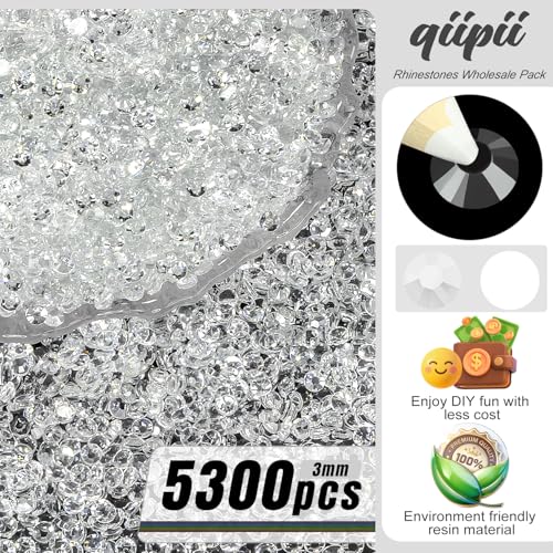 5300PCS 3mm Clear Resin Rhinestones for Crafts & Nail Art