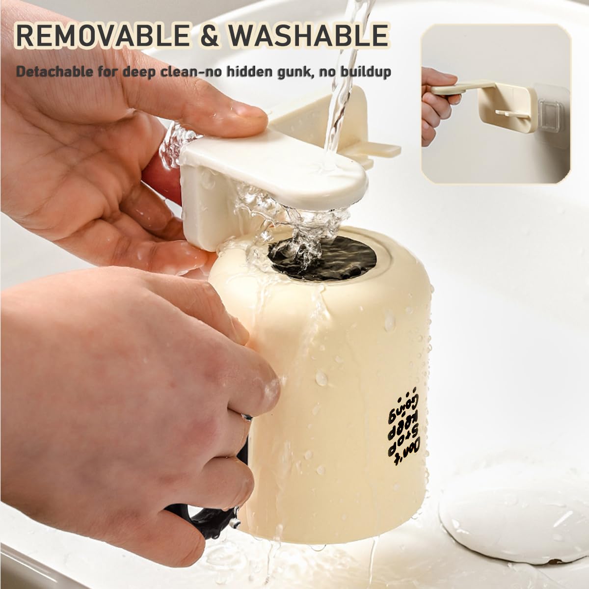 Magnetic Toothbrush Holder with Cup - Wall Mounted No Drilling Toothbrush Holder for Bathroom - Ventilated Reverse Hanging Design - Space Saving Bathroom Organizer for Vanity, Shower, RV (Black)