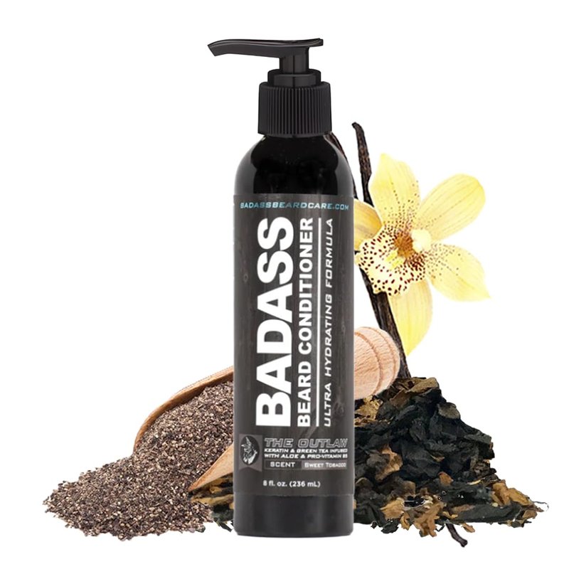 Badass Beard Care Beard Conditioner For Men - THE OUTLAW, 8oz - Made of Natural Ingredients for A Healthy, Soft, & Itch Free Beard and Mustache