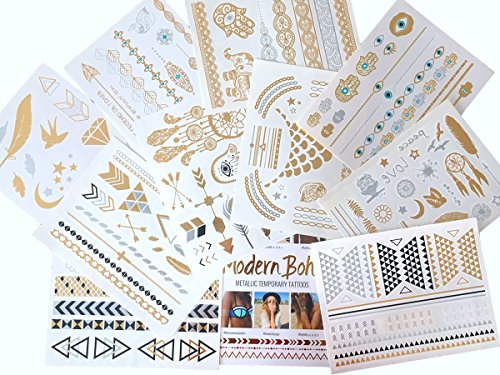Modern Boho Gold/Silver Tattoo Sheets – 10-Sheet Ultimate Collection (Multicolor Variation)