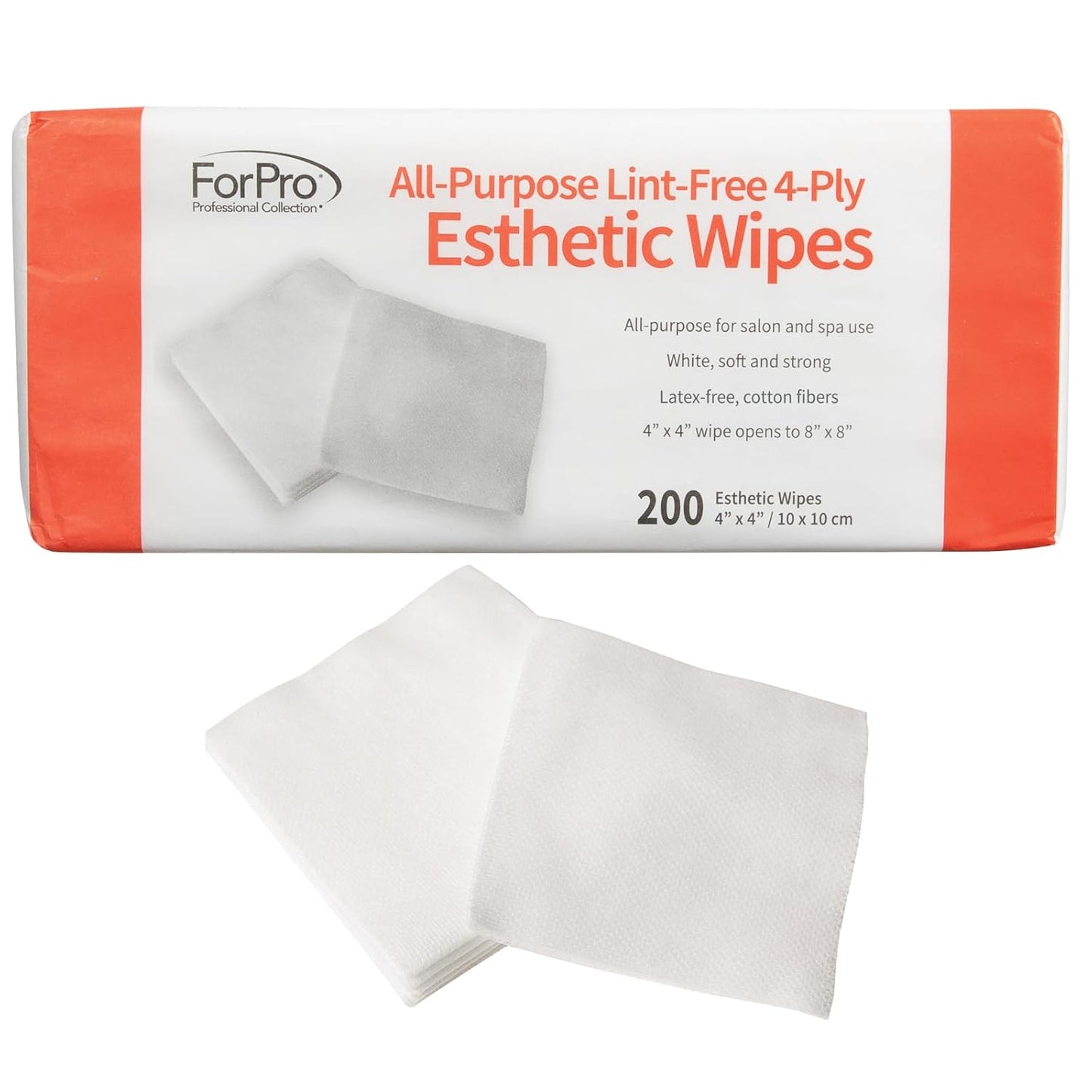 All-Purpose Lint-Free Esthetic Wipes - Soft & Durable Non-Woven | 4" x 4", 200-Count for Salon & Spa Use