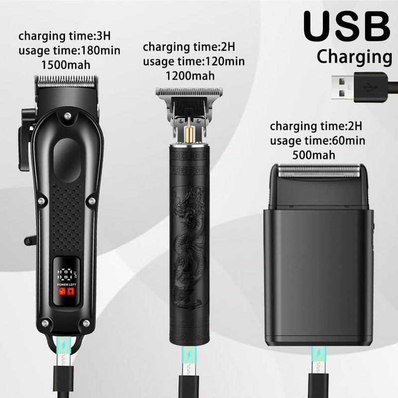 Hair Clippers Set for Men - Professional Hair Cutting Tools & Trimmers | Electric Foil Shaver for Home Use