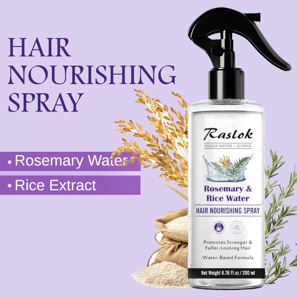 Rosemary & Rice Water Hair Spray - 100% Natural Extracts | Lightweight, Non-Greasy Formula | 6.76 fl oz / 200 ml