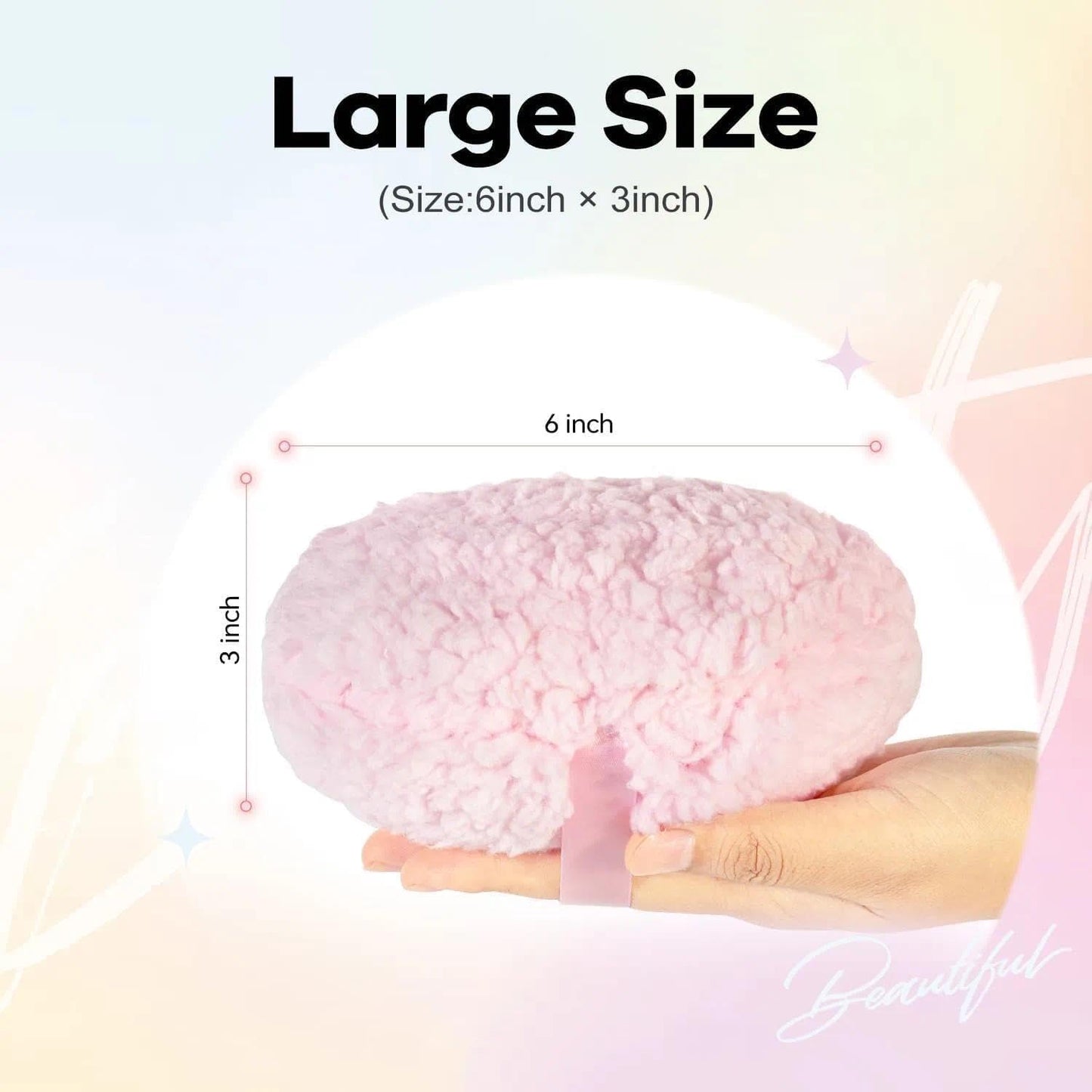 Body Powder Puff with Glass Container - 6'' Soft Washable Velour Puff for Wet & Dry Makeup | Clear Crystal Case