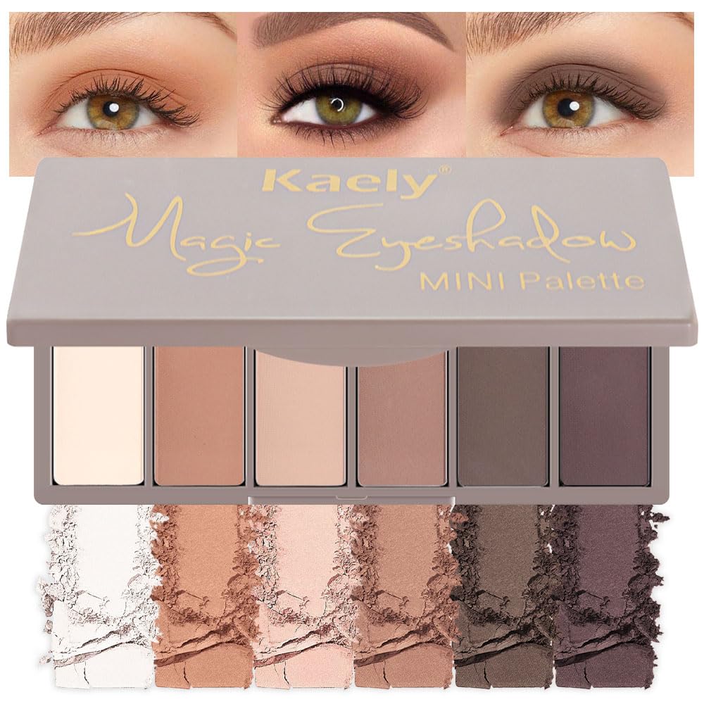 Mini Neutral Eye Shadow Palette - 6 Pigmented Colors for Older Women | Waterproof Matte Shades