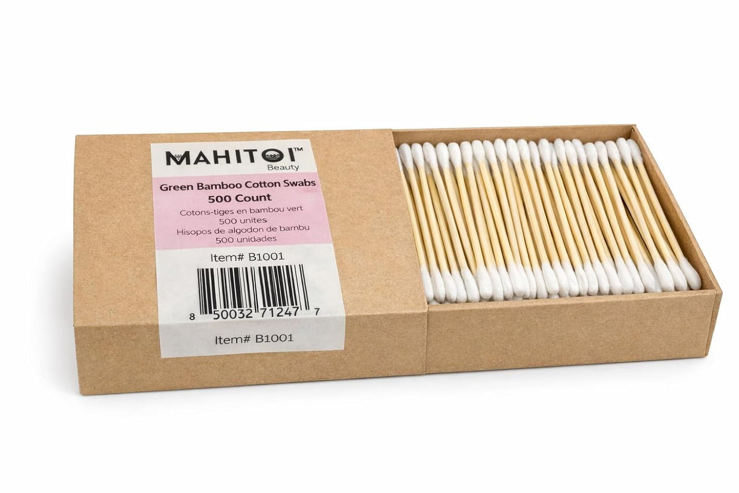 Premium Eco Bamboo Cotton Swabs - 500 Biodegradable Double Tipped Ear & Makeup Swabs | 100% Natural, Compostable