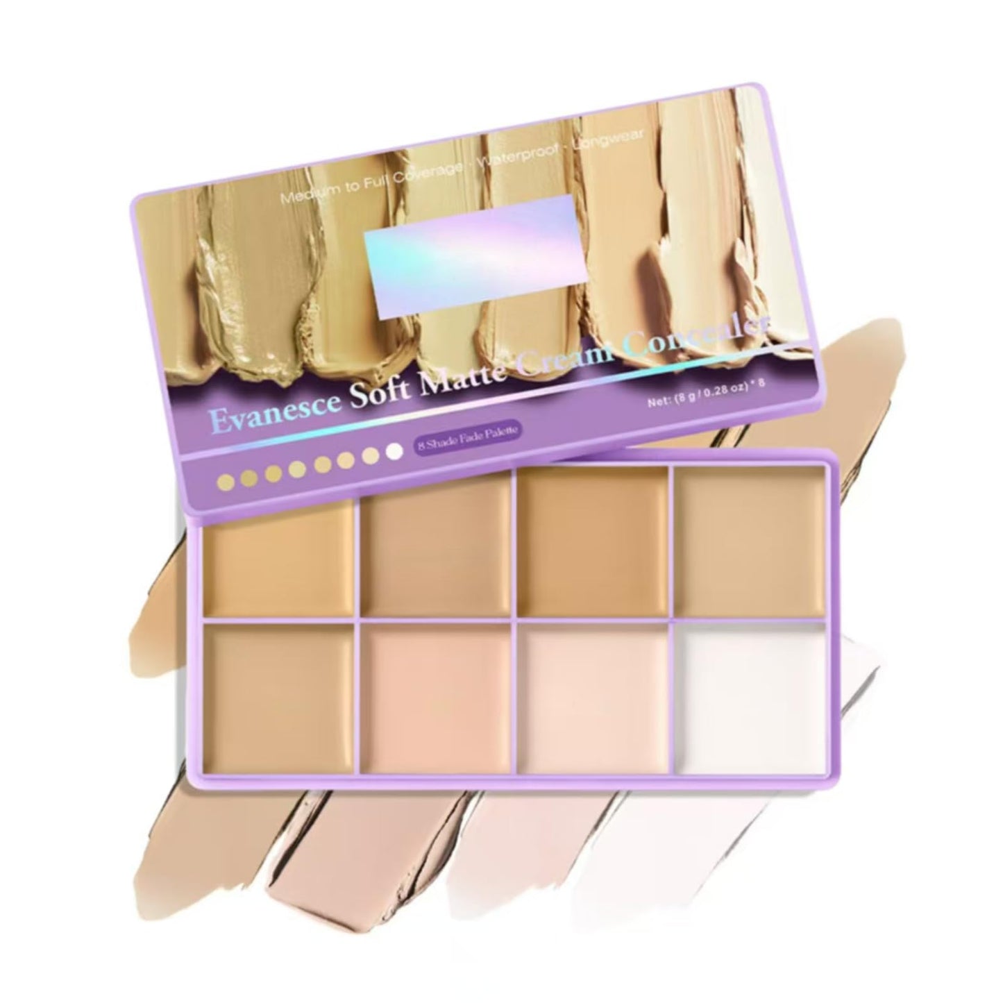 8 Shade Cream Concealer Palette, Matte Full Coverage Contour Makeup, Waterproof Longwear Face Kit For Dark Circles Blemishes, Multi Tone Highlight Foundation For All Skin Complexions，#1