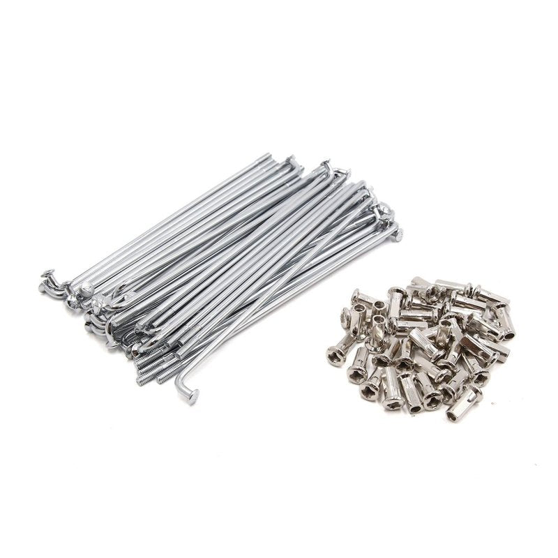 uxcell 36pcs Silver Tone 4mm Thread Dia 160mm Length Motorcycle Wheel Spokes W Nipples