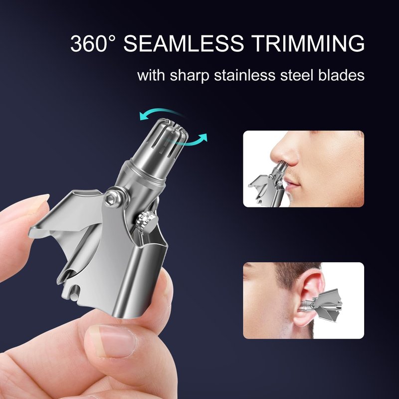 Winsea Stainless Steel Hair Trimmer for Men and Women - Manual Nose and Ear Hair Trimmer, Nose Clippers, 360° Rotating Hair Trimmer, Washable Nose Hair Remover