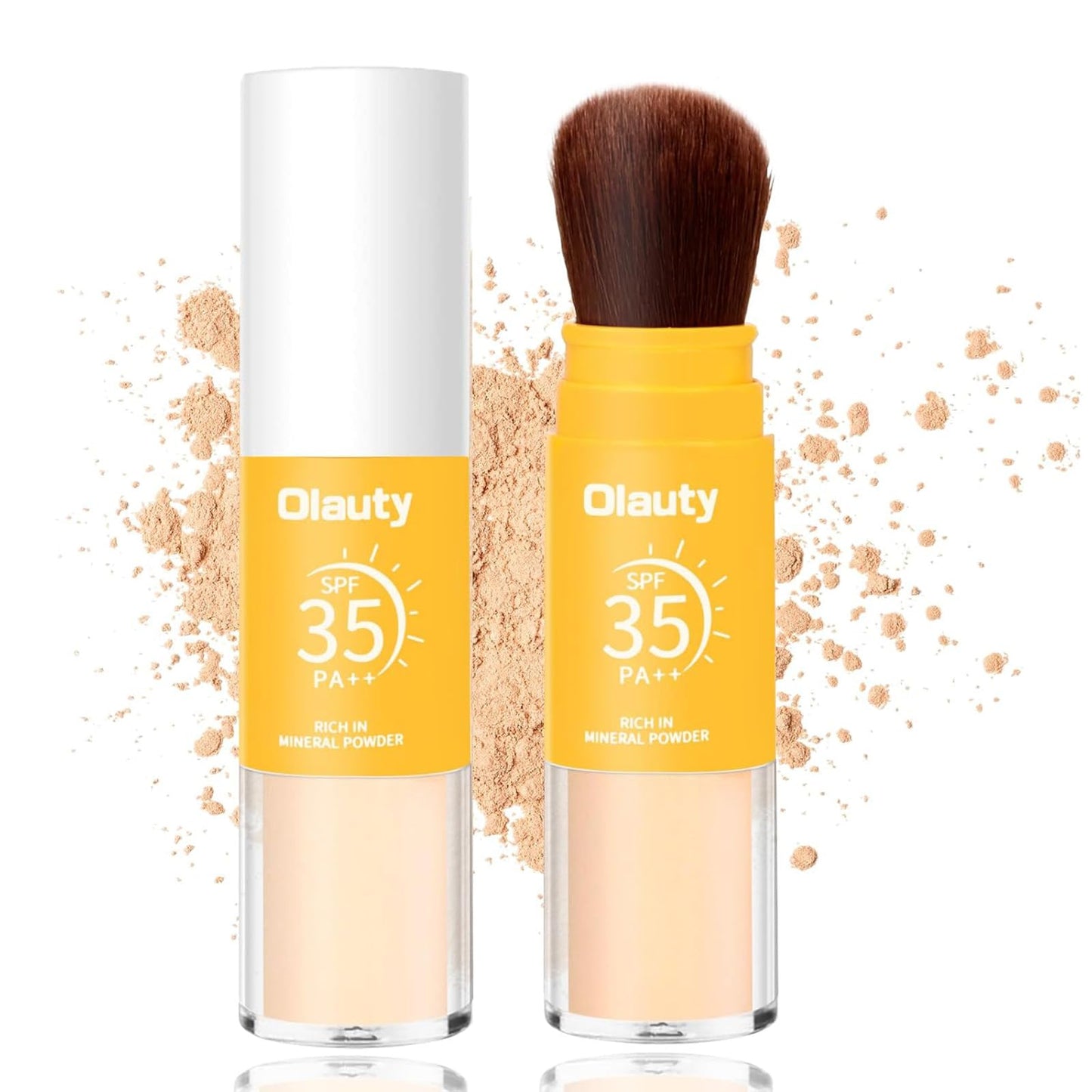 Mineral Powder Sunscreen for Face Scalp & Hair, SPF 35,Brush on Sunscreen Setting Powder,Oil Control Face Sunblock,Natural Matte Finish Beach Essentials,Long Lasting Lightweight Breathable (Medium)