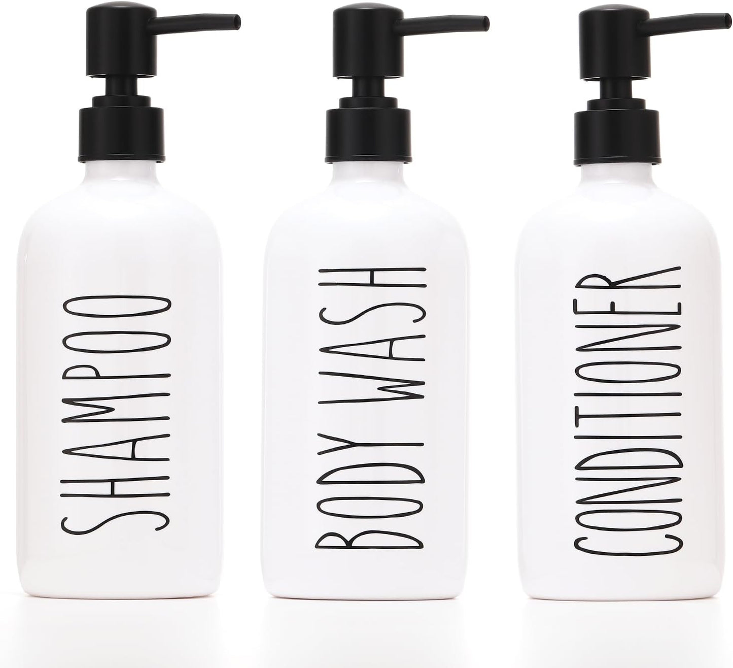 Shampoo and Conditioner Dispenser Set - 21oz Refillable Pump Bottles for Shower | Gold Finish