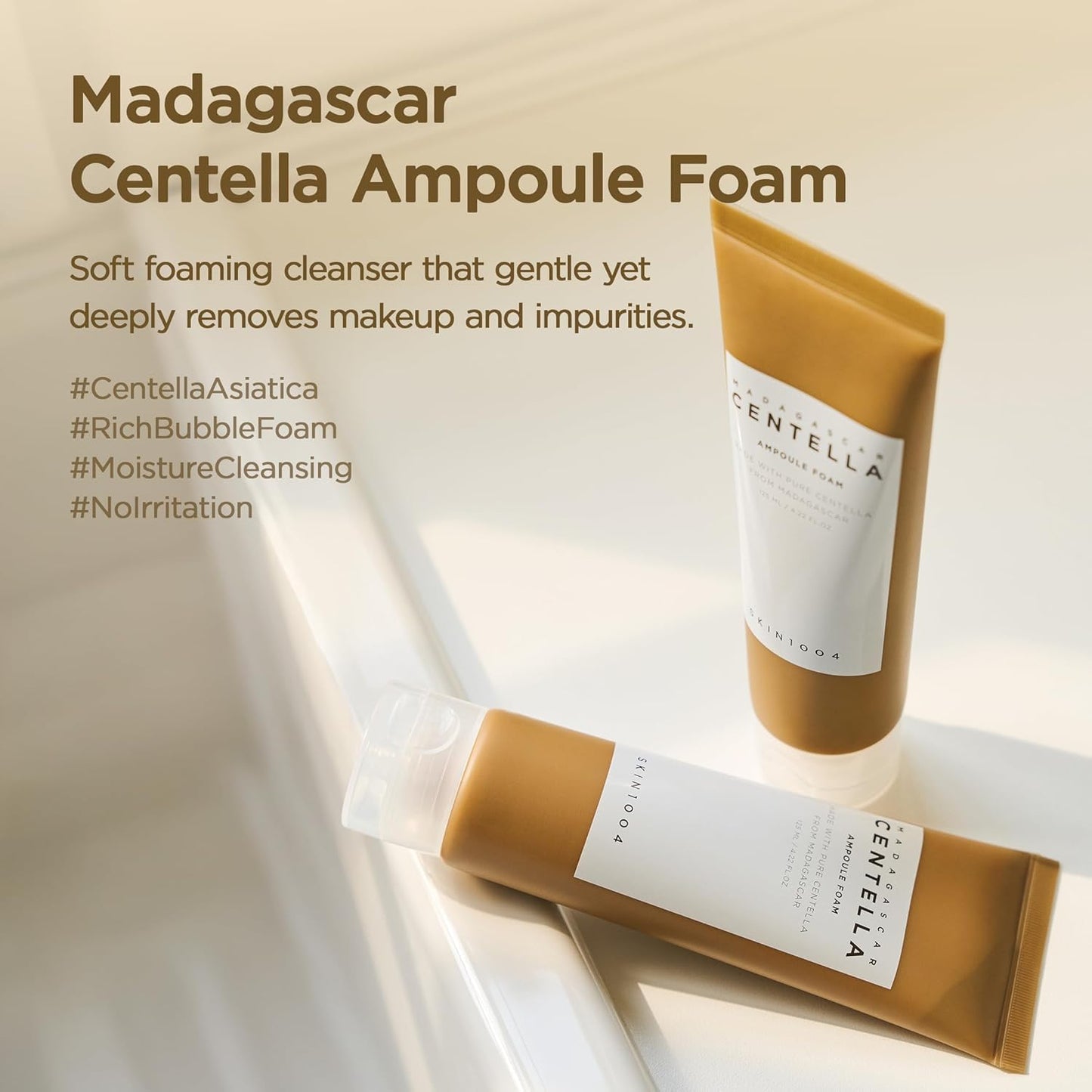 SKIN1004 Madagascar Centella Ampoule Foam - Gentle Korean Face Cleanser & Makeup Remover | 4.23 fl. oz.