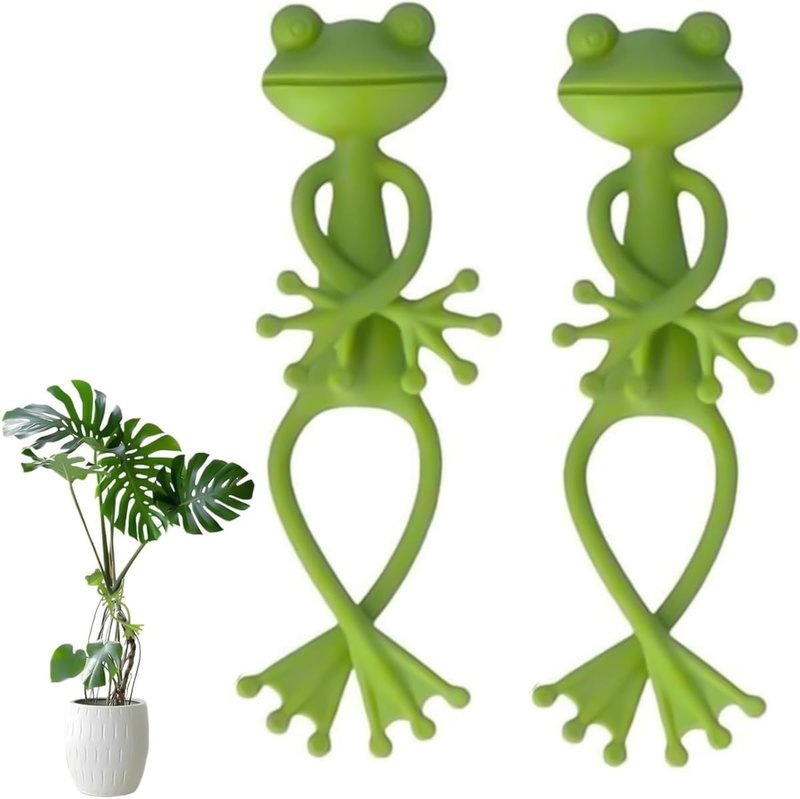 Frog Plant Stand - Cute Frog Flower Pot Hugger Clips | Decorative Planter Hanger for Climbing Plants (Set of 2)