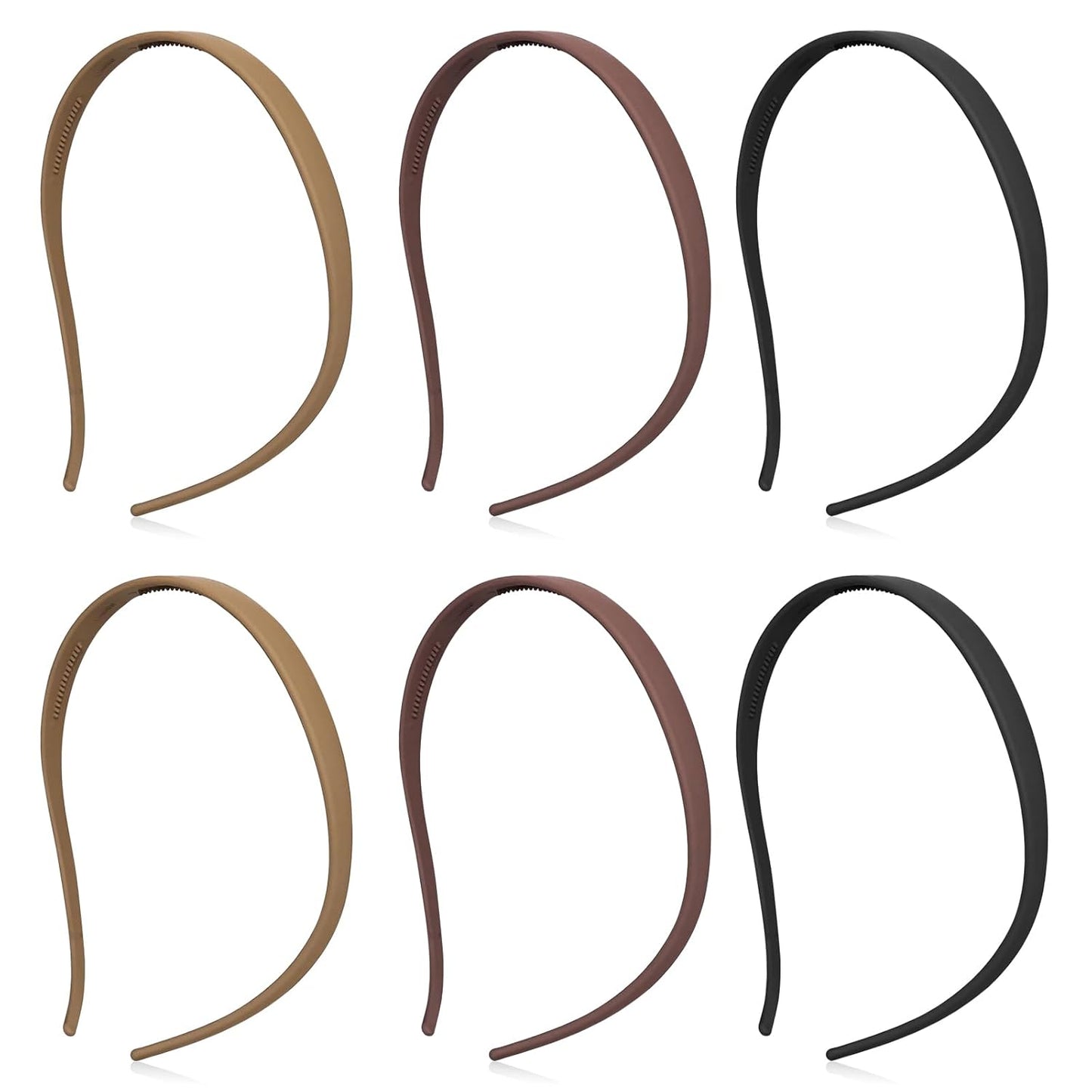 Comfortable Non-Slip Hair Bands for Women - 6 Pcs Fashionable Headbands | Black, Tortoise & Coffee