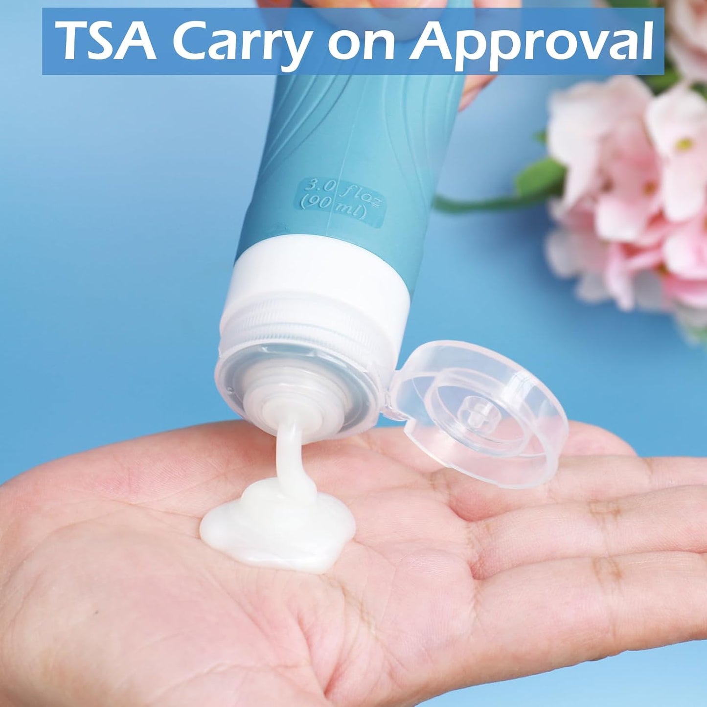 Travel Bottles for Toiletries - TSA Approved 3oz Leak Proof Silicone Containers | Easy Squeeze, Portable (4 Pack) - Black