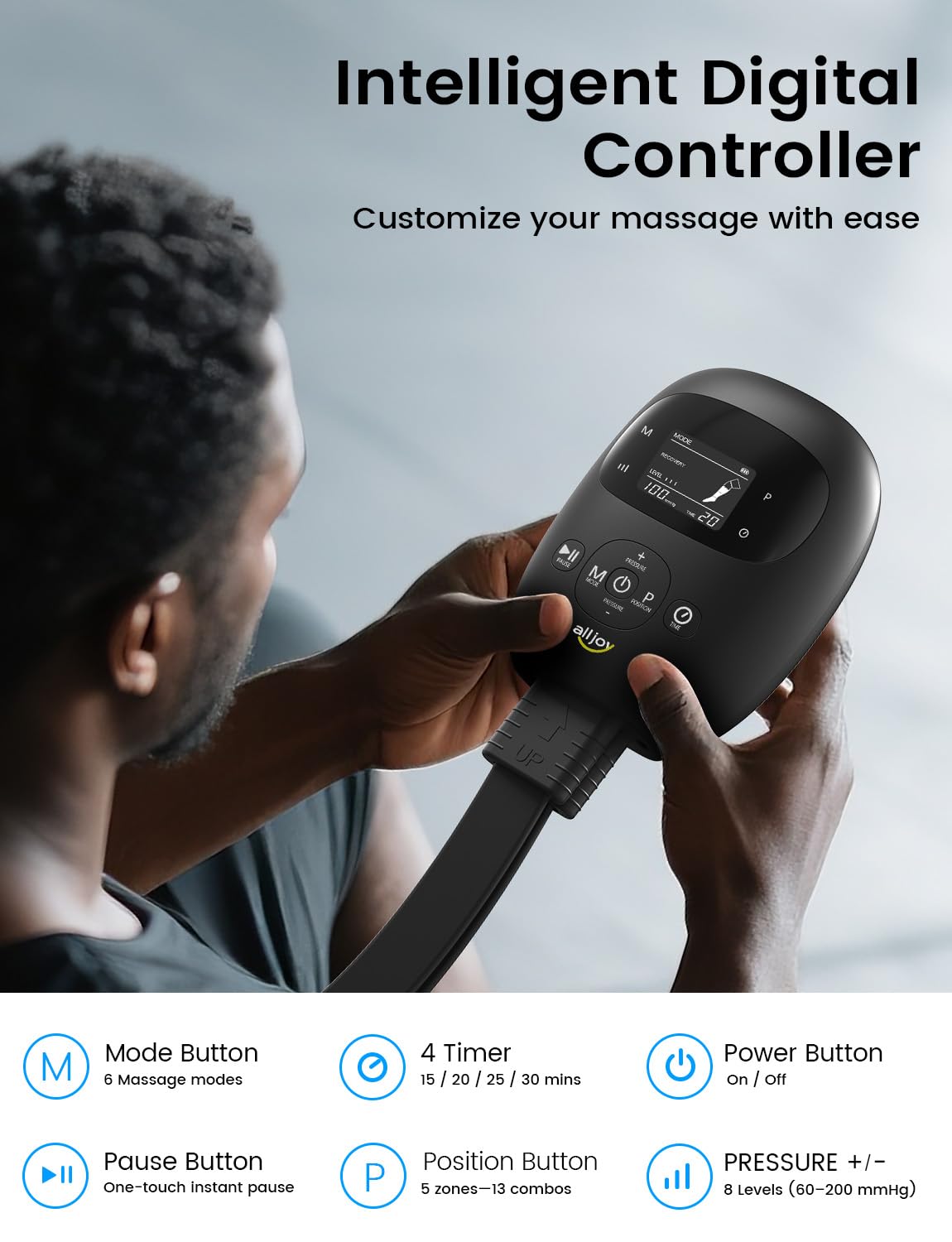 ALLJOY Cordless Air Compression Leg Recovery System, Professional Leg Massager Boots with Smart 5-Zone Tech for Sequential Compression, Fast Muscle Recovery & Swelling Relief for Athletes