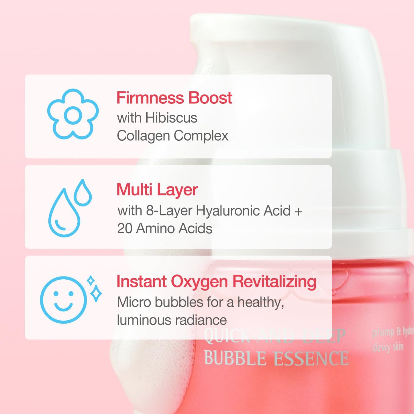 Quick & Deep Bubble Serum - 3-in-1 Collagen Skincare Formula for Radiant Skin | Hydrating Micro-Bubble, 3.28 fl oz